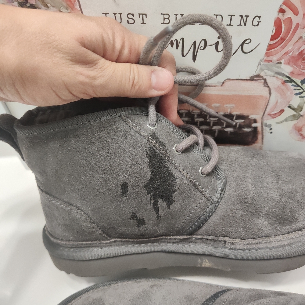 GUC UGG Australia Neumel Suede Leather Chukka Lace Up Ankle Boots, Grey, 7 - Picture 10 of 16